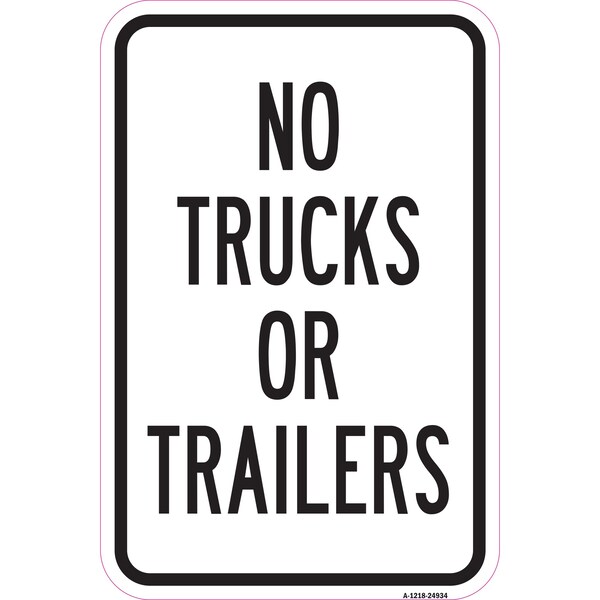 No Trucks Or Trailers, Heavy-Gauge Aluminum Rust Proof Parking Sign, 12" x 18", A-1218-24934